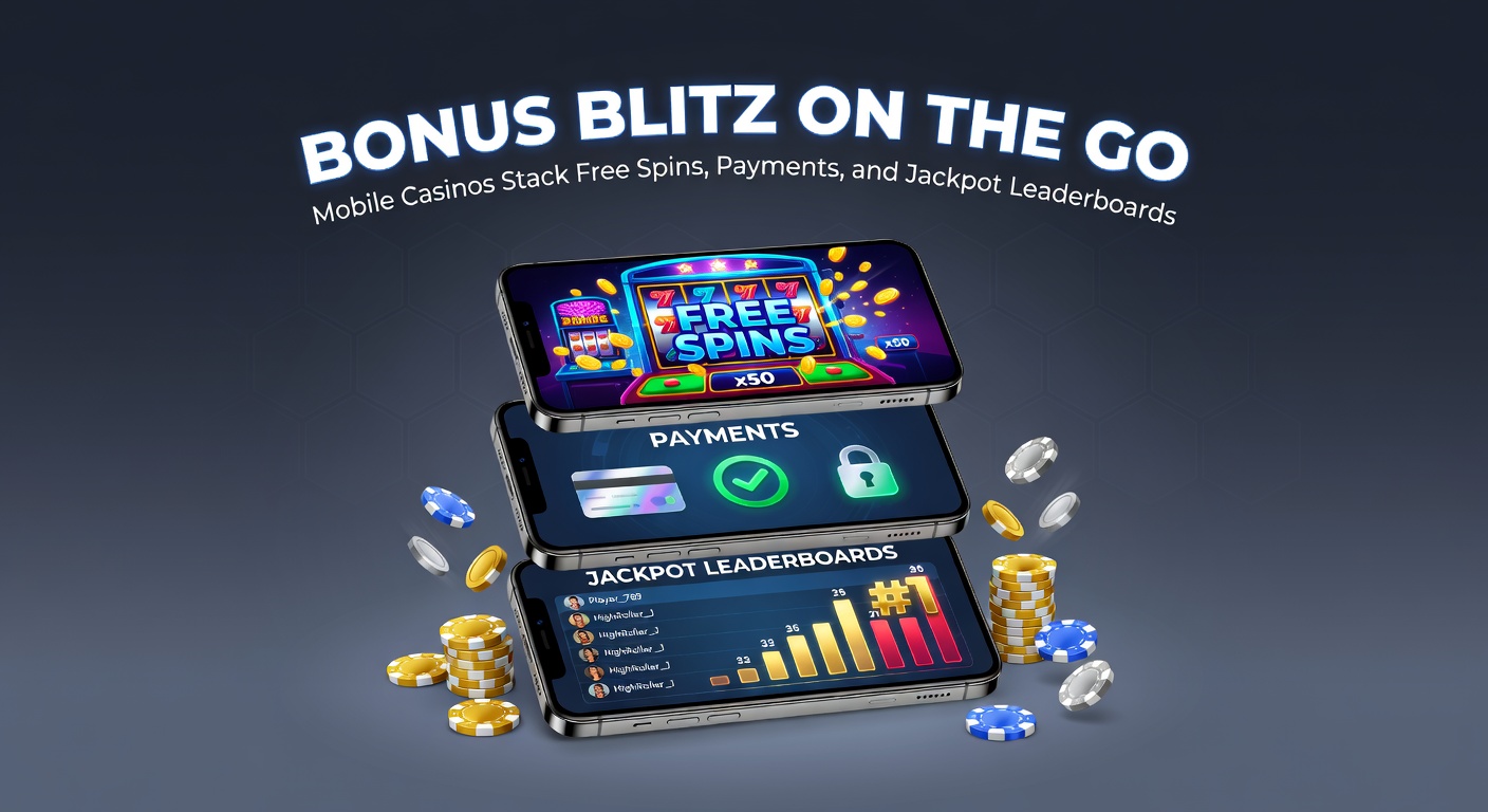 Smartphone screen displaying vibrant mobile casino app with spinning slots, free spin counters, and a glowing jackpot leaderboard climbing in real-time