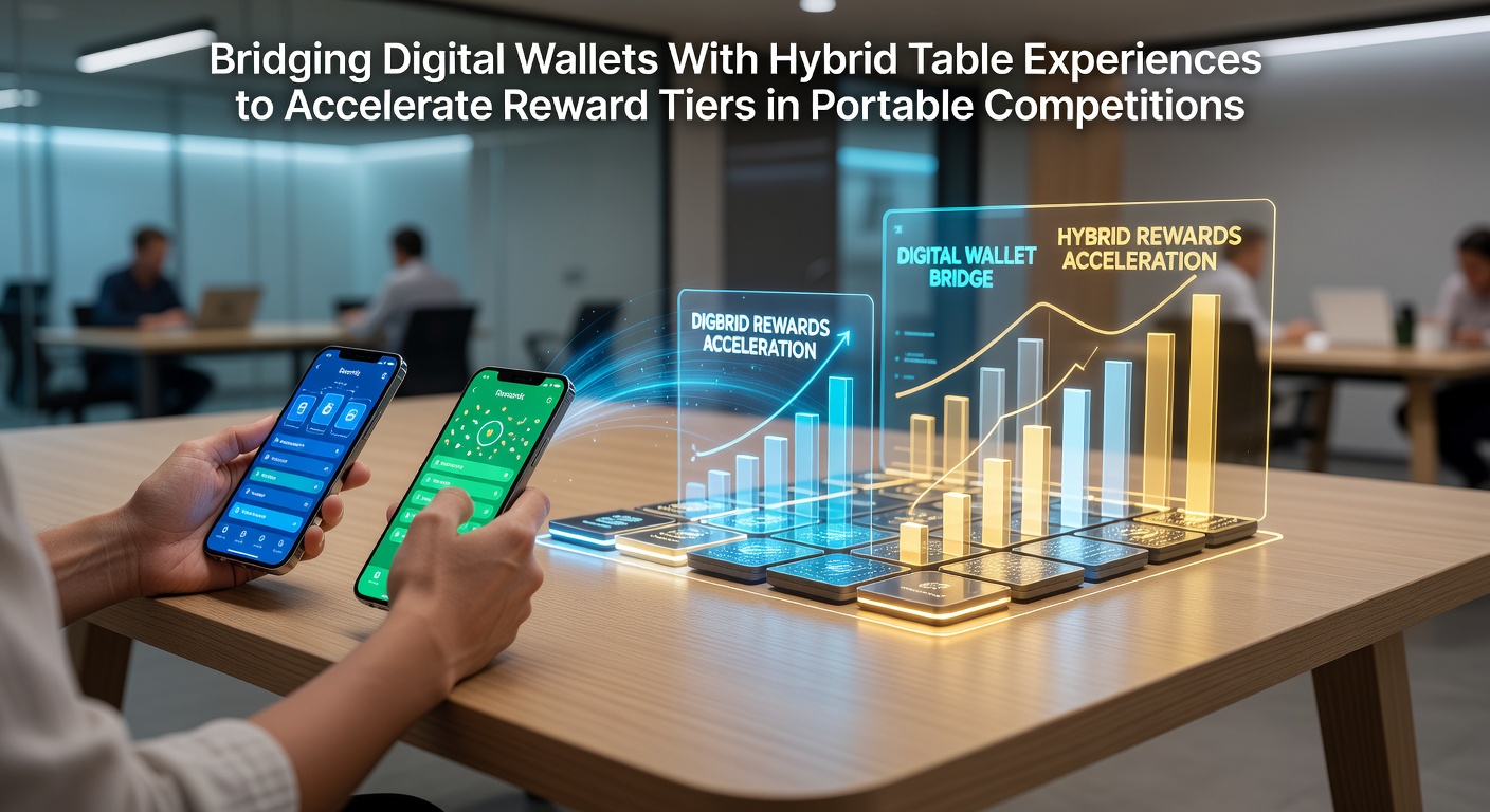 Digital wallets connecting to hybrid table games on mobile devices during portable competitions