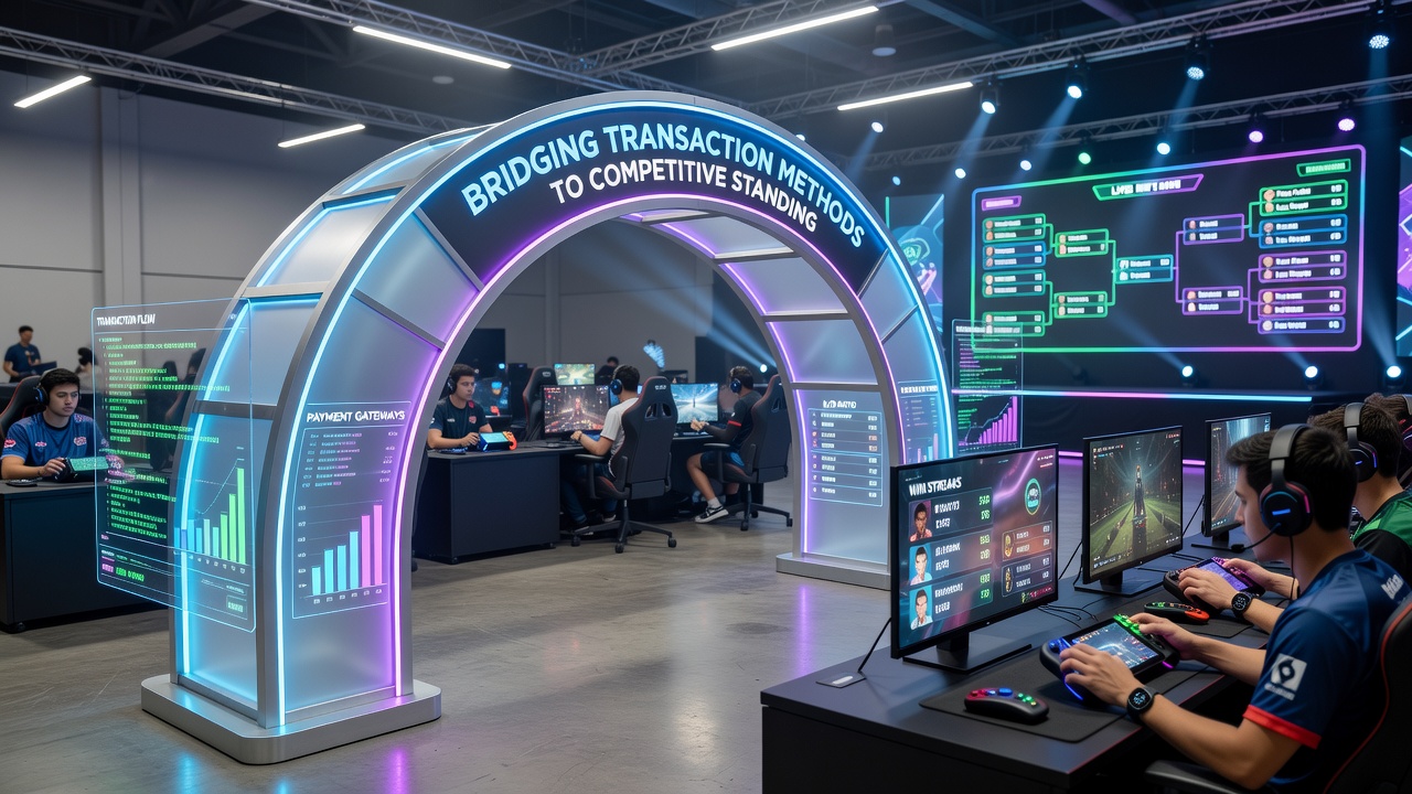 Handheld device displaying live gaming arena with active leaderboard and successful payment confirmation