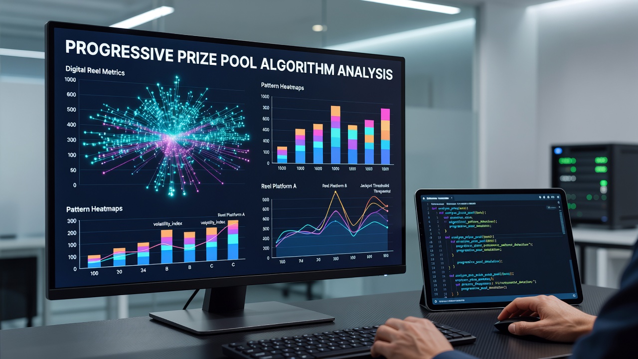 Analytics dashboard showing progressive pool growth curves and trigger frequency charts