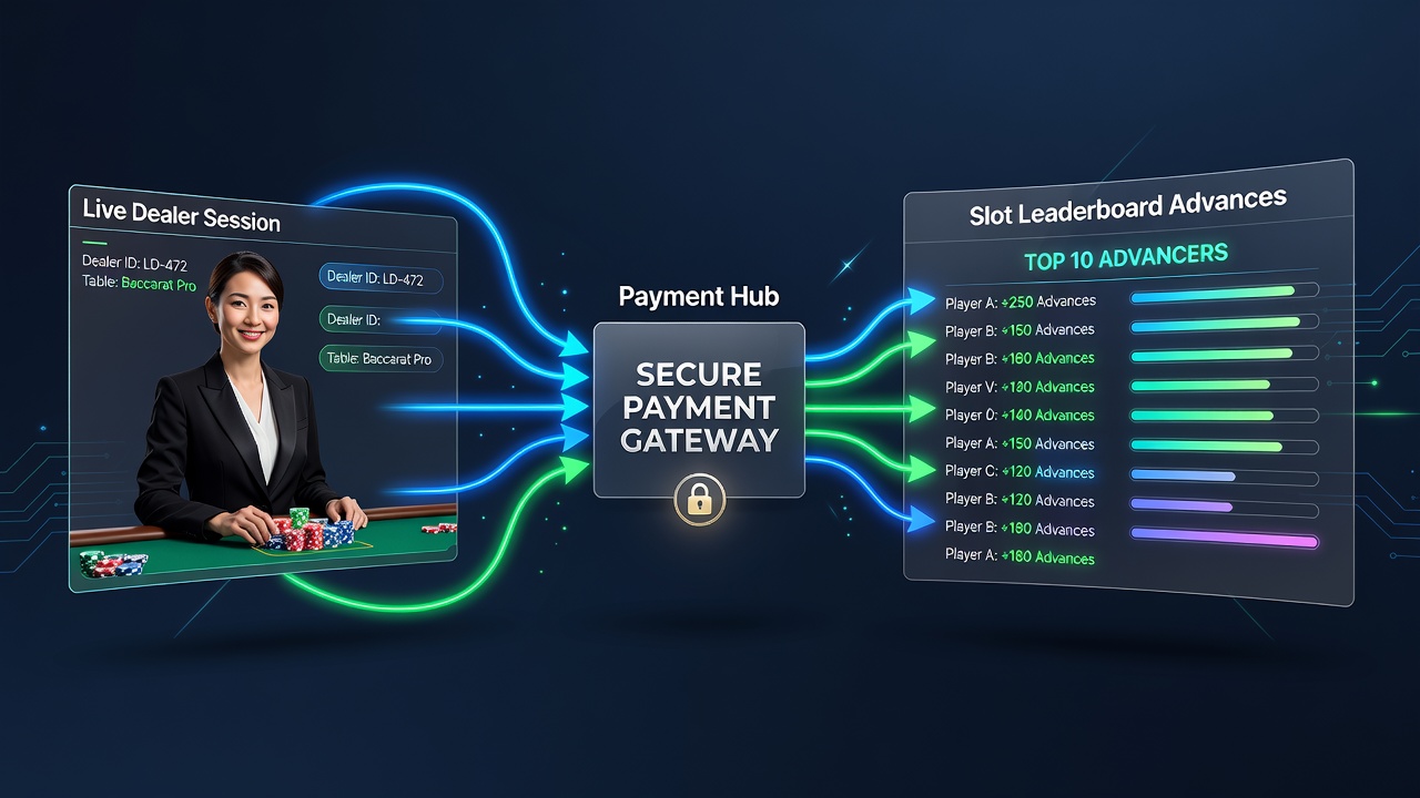 Live dealer sessions feeding into slot tournament leaderboards via instant payments