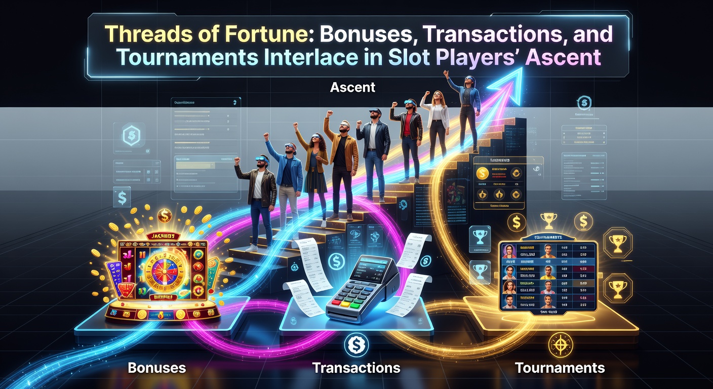 Vibrant slot machine screens displaying cascading bonuses, transaction confirmations, and tournament leaderboards glowing with player progress
